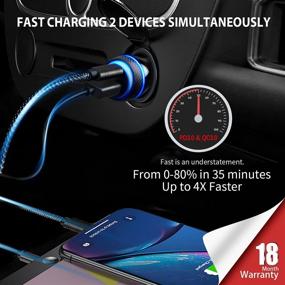 img 3 attached to BiNboubou USB C Car Charger-45W Super Fast Car Charger PD27W PPS&QC3.0 with 4FT Type-C to C Cable: Ideal for Samsung Galaxy S21/Ultra/Plus/Note 20/S20 Series/iPhone 12/11 Series