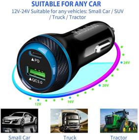 img 4 attached to BiNboubou USB C Car Charger-45W Super Fast Car Charger PD27W PPS&QC3.0 with 4FT Type-C to C Cable: Ideal for Samsung Galaxy S21/Ultra/Plus/Note 20/S20 Series/iPhone 12/11 Series
