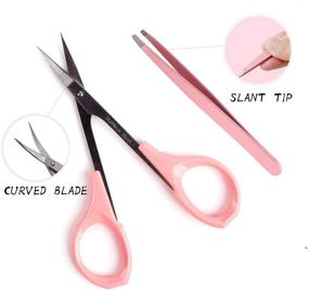 img 3 attached to 🔪 Stainless Steel 4-inch Curved Craft Scissors Unisex Eyebrow Kit: Eyebrow Scissors, Slant Tweezers, and Eyebrow Brush for Eyebrow Eyelash Extensions