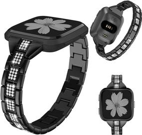 img 1 attached to 💎 Wearlizer Metal Bands: Stylish Slim Bling Bracelet Jewelry Replacement Wristband for Fitbit Versa Smartwatch