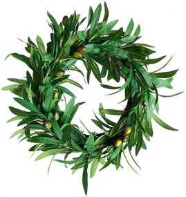 img 4 attached to Nuxn Artificial Olive Leaf Wreath: Stunning 14-inch Faux Greenery with Lifelike Fruit | Ideal for Wedding Wall and Home Décor