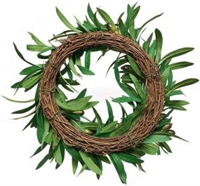 img 2 attached to Nuxn Artificial Olive Leaf Wreath: Stunning 14-inch Faux Greenery with Lifelike Fruit | Ideal for Wedding Wall and Home Décor