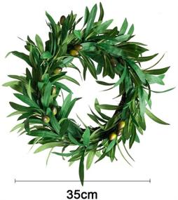 img 3 attached to Nuxn Artificial Olive Leaf Wreath: Stunning 14-inch Faux Greenery with Lifelike Fruit | Ideal for Wedding Wall and Home Décor