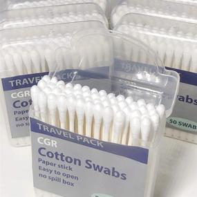 img 1 attached to 🌱 400pcs CGR Organic Cotton Swabs: 100% Cotton Double-Tipped, White Paper Sticks - Eco-Friendly Travel Pack (8 x 50 Swabs)