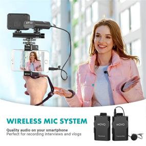 img 3 attached to Улучшите свои видео на YouTube с помощью комплекта для смартфона Movo Wireless Video Kit V2 - держатель, лавальерный микрофон, светодиодный свет и пульт ДУ для iPhone 5-XS Max, Samsung Galaxy.