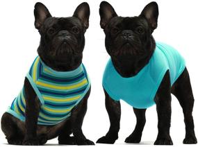 img 4 attached to 🐾 Fitwarm 2-Pack 100% Cotton Striped Dog Shirt: Stylish Pet Clothes for Puppies & Cats - Breathable, Strechy, & Comfortable Tee