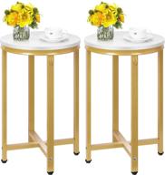 🔘 vivohome set of 2 round white end side coffee tables with faux marble top, x-shaped gold frame - modern home decor for living room, bedroom, balcony, small space logo