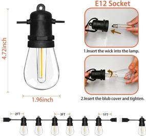 img 3 attached to 🌟 Goothy 48FT LED Outdoor String Lights - Waterproof, Dimmable Patio Lights with S14 Commercial Bulbs, E12 Base - UL Listed for Bistro Backyard Holiday Decoration