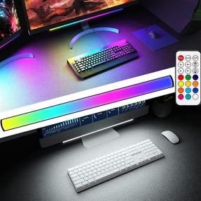 img 4 attached to 💡 RGBIC Screenbar Light Desk Lamp - ABCidy Under Monitor Light Bar, Dimmable LED with Dynamic Rainbow Effect, USB-Powered for Gaming, Remote Control Color Changing, Adjustable Brightness and Speed