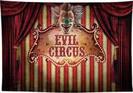 spooktacular allenjoy 7x5ft evil circus halloween backdrop for scary birthday party decorations - horrible prom photography, scary carnival theme, red stripes curtain, picturesque props for photoshoot & favors логотип