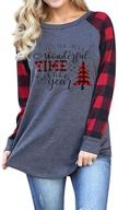 🎄 festive and fashionable: women's merry christmas baseball long sleeve raglan plaid splicing tee logo