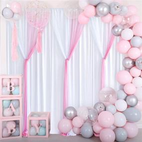 img 3 attached to 🎀 Versatile White Pink Tulle Backdrop Curtains for Special Events - Ideal for Parties, Weddings, Baby Showers, Birthdays, Bridal Showers, Gender Reveals, and Photobooths - Wrinkle-Free Chiffon Backdrops in a 10ft X 7ft Panel Sheer Design