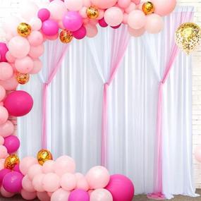 img 1 attached to 🎀 Versatile White Pink Tulle Backdrop Curtains for Special Events - Ideal for Parties, Weddings, Baby Showers, Birthdays, Bridal Showers, Gender Reveals, and Photobooths - Wrinkle-Free Chiffon Backdrops in a 10ft X 7ft Panel Sheer Design