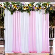 🎀 versatile white pink tulle backdrop curtains for special events - ideal for parties, weddings, baby showers, birthdays, bridal showers, gender reveals, and photobooths - wrinkle-free chiffon backdrops in a 10ft x 7ft panel sheer design logo