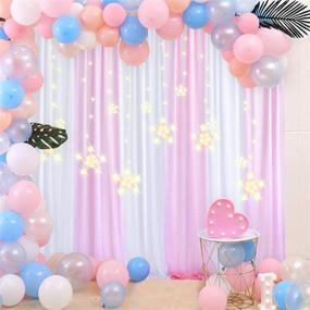 img 2 attached to 🎀 Versatile White Pink Tulle Backdrop Curtains for Special Events - Ideal for Parties, Weddings, Baby Showers, Birthdays, Bridal Showers, Gender Reveals, and Photobooths - Wrinkle-Free Chiffon Backdrops in a 10ft X 7ft Panel Sheer Design