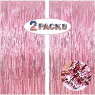 🎉 lilf 2 packs of 3.3ft x 6.5ft pink shimmer foil tinsel fringe curtain for birthday party, baby shower, photo booth backdrop, graduation, wedding decoration logo