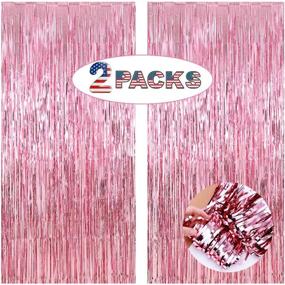 img 4 attached to 🎉 LILF 2 Packs of 3.3ft x 6.5ft Pink Shimmer Foil Tinsel Fringe Curtain for Birthday Party, Baby Shower, Photo Booth Backdrop, Graduation, Wedding Decoration