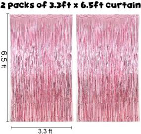 img 3 attached to 🎉 LILF 2 Packs of 3.3ft x 6.5ft Pink Shimmer Foil Tinsel Fringe Curtain for Birthday Party, Baby Shower, Photo Booth Backdrop, Graduation, Wedding Decoration