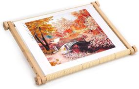 img 4 attached to 🧵 Organic Beech Wooden Cross Stitch Frame for Needlepoint Embroidery Tapestry Scroll, Stitching Holder (15.7"x 22")