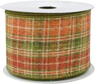 🍂 autumn plaid ribbon: wired burlap - 2 1/2" x 10 yards, moss, ivory, & rust | fall decor, thanksgiving, christmas, garland, presents, wreaths, bows, gift basket decoration logo