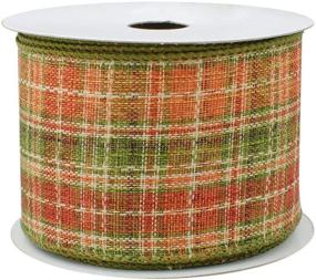 img 2 attached to 🍂 Autumn Plaid Ribbon: Wired Burlap - 2 1/2" x 10 Yards, Moss, Ivory, & Rust | Fall Decor, Thanksgiving, Christmas, Garland, Presents, Wreaths, Bows, Gift Basket Decoration