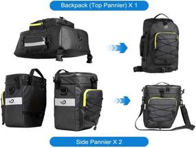 img 2 attached to 🚴 Waterfly Waterproof Bike Bag - 3 in 1 Bike Pannier Bag, Saddle Bag, and Shoulder Bag with Rain Cover for Riding Cycling