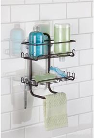 img 3 attached to 🛁 mDesign Bronze Tub and Shower Caddy with Hooks, Baskets, Washcloth Bar - Strong Suction Cups - Bathroom Storage Organizer for Shampoo, Body Wash, Razors, Loofahs