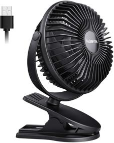 img 4 attached to 🔌 6 Inch Portable Clip on Fan, USB Powered Small Fan with 3 Speeds, Sturdy Clamp, Quiet Electric Fan for Office Bedroom Desktop - No Battery, Clip Hang Desk Fan 3 in 1