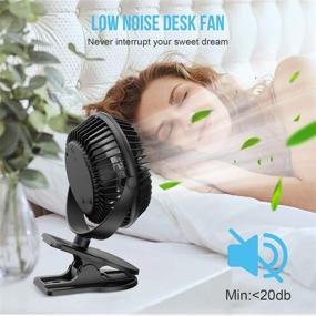 img 2 attached to 🔌 6 Inch Portable Clip on Fan, USB Powered Small Fan with 3 Speeds, Sturdy Clamp, Quiet Electric Fan for Office Bedroom Desktop - No Battery, Clip Hang Desk Fan 3 in 1