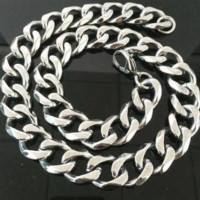 img 2 attached to 🔗 GZMZC 19mm Stainless Steel Cuban Link Chain Necklace or Bracelet for Men - High Polished Curb Chain for Party and Streetwear