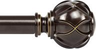 🎯 kamanina 1 inch curtain rod: adjustable drapery rod 36-72 inches, netted texture finials, antique bronze logo