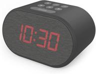 ⏰ black bedside alarm clock with usb charger, non-ticking led backlit display, fm radio, and 5 step dimmable feature – wall outlet powered with battery backup logo