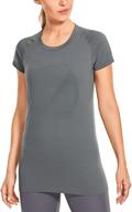 👚 crz yoga quick dry seamless workout shirts for women - short sleeve plain tees ideal for gym and athletic activities logo