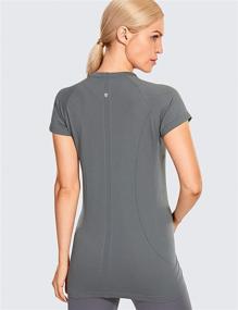 img 2 attached to 👚 CRZ YOGA Quick Dry Seamless Workout Shirts for Women - Short Sleeve Plain Tees Ideal for Gym and Athletic Activities