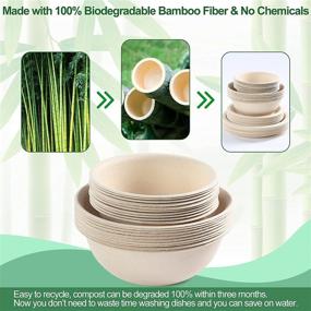 img 2 attached to 🎉 Party Picnic Compostable Dinnerware Set - 160 Pcs Eco-Friendly Bamboo Paper Plates, Bowls, Cultery Utensils, Cups, Straws - Biodegradable & Disposable