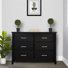 img 2 attached to 📦 Dream On Me Universal Double Dresser, Children's Bedroom Dresser, 6-Drawer Dresser, Mid-Century Modern Style, Black Finish, Dimensions: 46x18x32.3 Inches (Pack of 1)