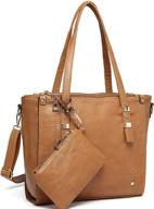 👜 women's tote bag - vaschy faux leather satchel work handbag with triple compartment and little pouch logo