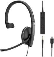 sennheiser sc 135 usb-c (508355): premium monaural headset for business professionals, hd stereo sound & noise-canceling mic, usb-c connector (black) logo