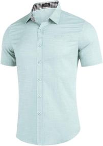 img 3 attached to COOFANDY Men's Linen Casual Button Short Sleeve Shirts