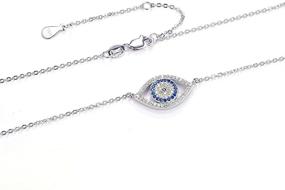 img 2 attached to 💙 TONGZHE Sterling Silver Evil Eye Pendant Necklace with CZ - Blue | 16"+2" Cable Chain