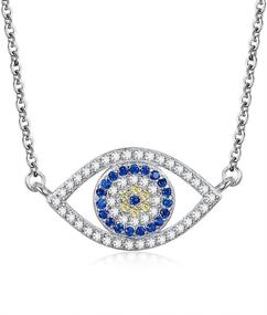 img 4 attached to 💙 TONGZHE Sterling Silver Evil Eye Pendant Necklace with CZ - Blue | 16"+2" Cable Chain