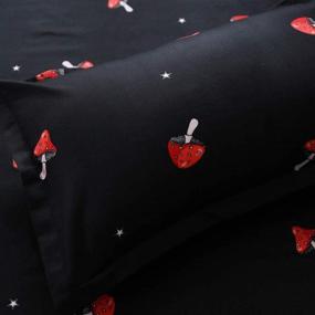 img 2 attached to 🍄 Cute Mushroom Twin Duvet Cover Set: Cartoon Kawaii Bedding with Red Mushroom Shaped Comforter, Farmhouse Botanical Design, Lovely Natural Wild Plants Theme, Black Color, Zipper Closure