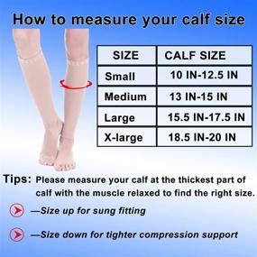 img 3 attached to 🧦 BSERA Women's Calf Compression Sleeve - 2 Pairs of Footless 15-20mmHg Graduated Compression Socks Stockings, Ideal for Shin Splints, Varicose Veins, and Recovery (Nude/Skin, Size Large)