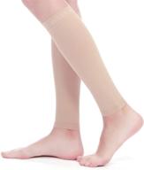 🧦 bsera women's calf compression sleeve - 2 pairs of footless 15-20mmhg graduated compression socks stockings, ideal for shin splints, varicose veins, and recovery (nude/skin, size large) логотип