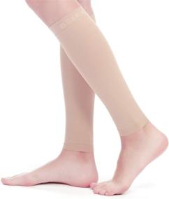 img 4 attached to 🧦 BSERA Women's Calf Compression Sleeve - 2 Pairs of Footless 15-20mmHg Graduated Compression Socks Stockings, Ideal for Shin Splints, Varicose Veins, and Recovery (Nude/Skin, Size Large)