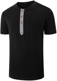 img 4 attached to 👕 Basoteeuo Dark Henley Sleeve T-shirts for Men - Clothing and Shirts