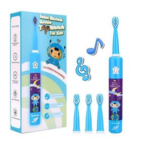 img 4 attached to 🎵 Blue Musical Electric Toothbrush for Kids Children | 3 Modes, 2 Min Timer, Waterproof | 31,000 Strokes | Rechargeable | Smart Sonic Music | Oral-Care Age 3-14