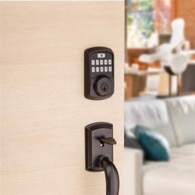 img 2 attached to 🔒 Kwikset Aura Bluetooth Deadbolt Door Lock, SmartKey Security, Venetian Bronze (99420-002) - Programmable Keypad for Enhanced Accessibility