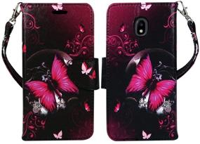 img 4 attached to 🦋 ZASE Design Wallet Protective Case for Samsung J7 2018, J7 Refine, J7 V 2nd Gen, J7 Star, J7 AERO, J7 TOP - Premium PU Leather Flip Cover with Kickstand, ID Pocket & Wrist Strap (Hot Pink Butterfly)