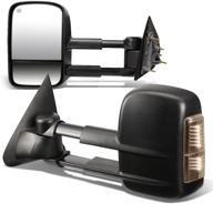 dna motoring twm-020-t888-bk-sm pair of powered heated towing side mirrors compatible with 15-20 silverado/sierra 2500 hd 3500 hd w/smoked lens turn signal light logo